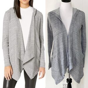 Splendid Thermal Flight Cardigan Gray Open Waffle Knit Hoodie Sz XS Made in USA